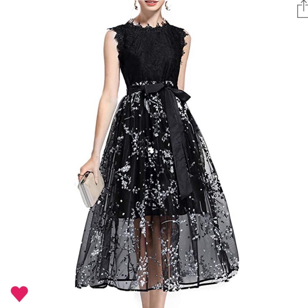 Floral Lace Sleeveless Cocktail Party Dress 👗 🖤